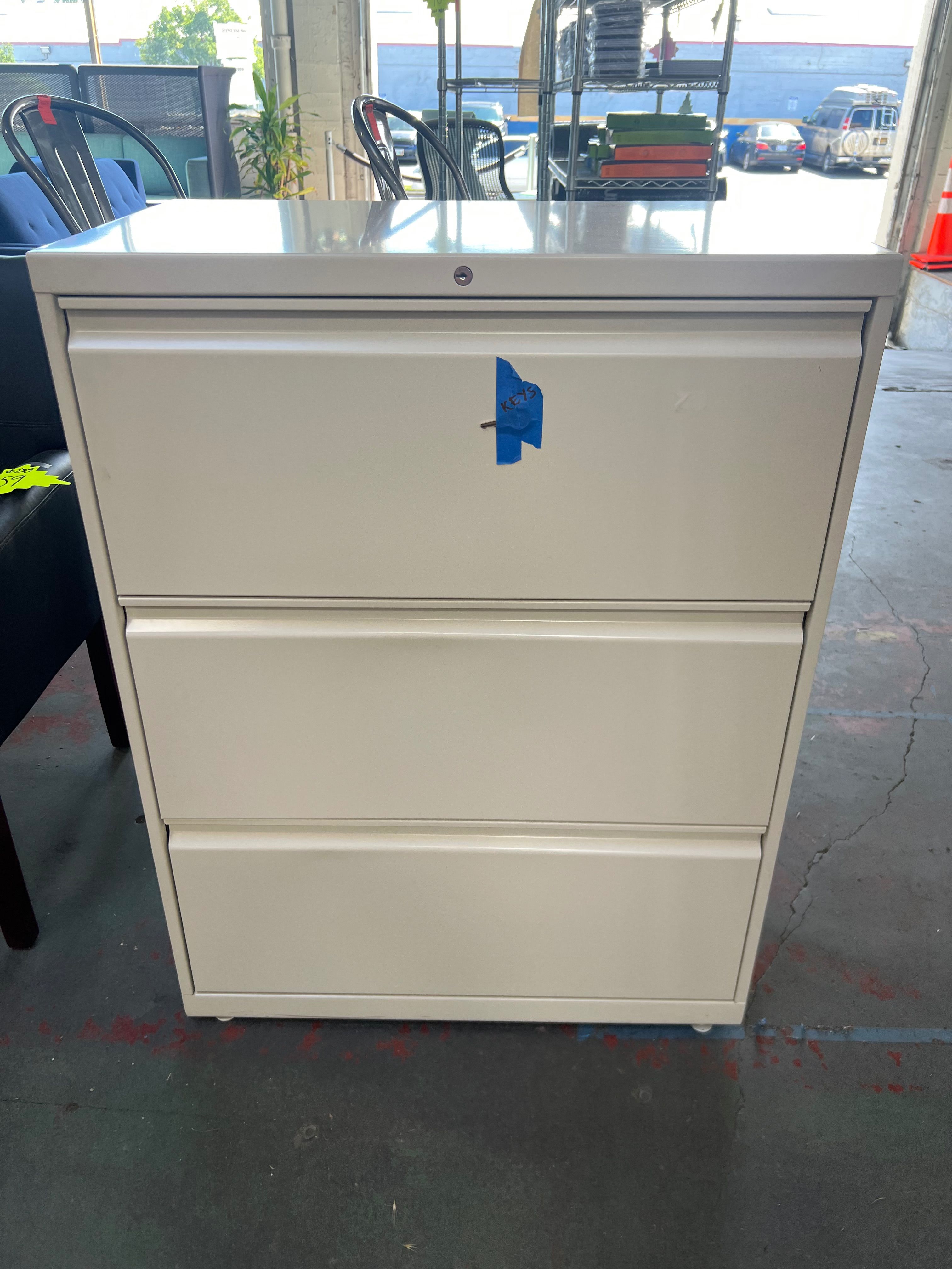 White 'HON' 3-Drawer Lateral File Cabinet