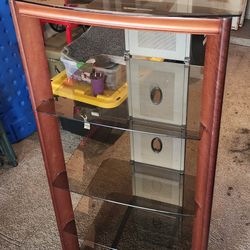 Wood and Glass Media Stand - 4ft Tall