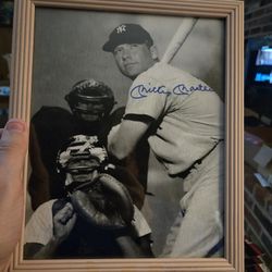 Framed Autographed Photo Of Mickey Mantle 