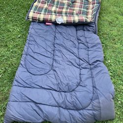 Coleman’s Sleeping Bag:  Blue With Plaid Lining, Very Warm 