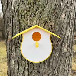 Modern 3D Printed Birdhouse – Weatherproof PETG – Easy Mount – yellow