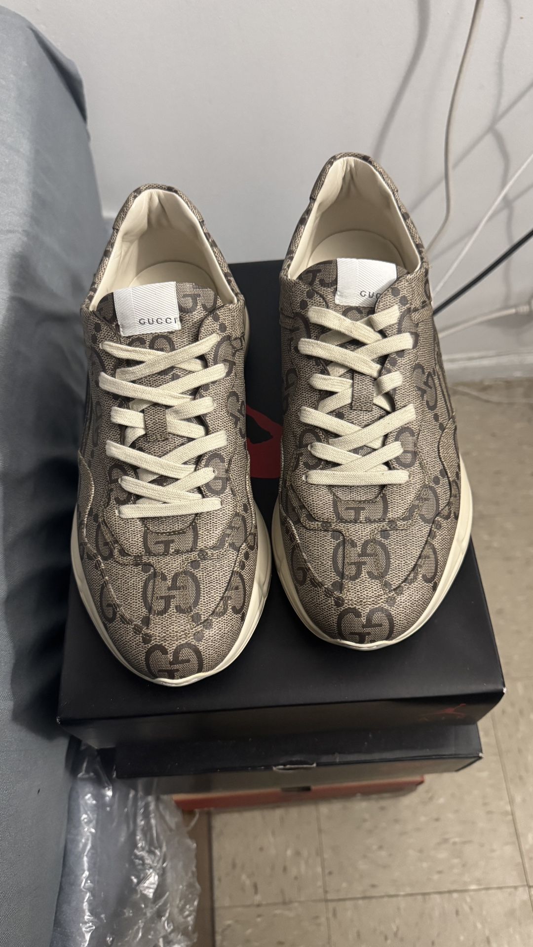 Size 12 - Gucci 100 Rhyton Sneaker Beige Monogram