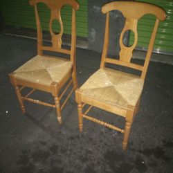 Wooden Wicker Seat Dining Chairs 