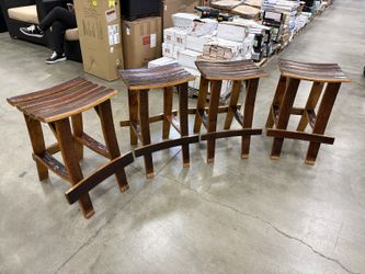 Rustic Dark Finished Whiskey Barrel Stave Stools (Set of 4)