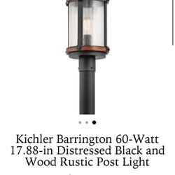Kichler Barrington 60-Watt 17.88-in distressed and wood rustic light post lamp from Lowe’s used condition