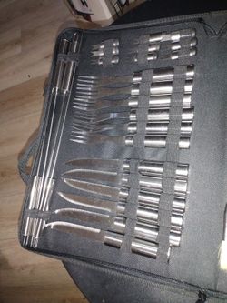 Stainless Steel+ Case 32 PCs BBQ Grilled Tools Case 