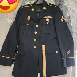 US Army Military Men ASU Uniform Coat Jacket NCO Pants Shirts White Long Short Sleeve Set Trousers Dress Blue