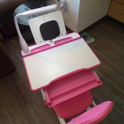 Pink Study Desk And Chair 