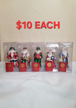 HANDBLOWN GLASS SANTA ORNAMENTS