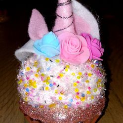Colorful Rose Cupcake Ornament 
