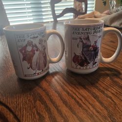 Vintage The Saturday Evening Post Christmas Mugs