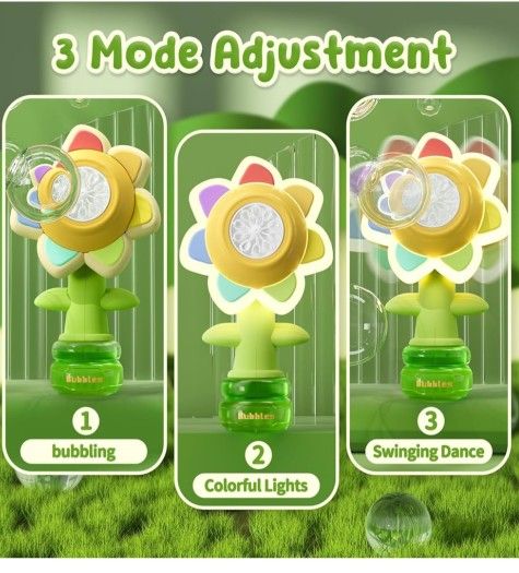 Rechargeable flower bubble guns for children with LED lights