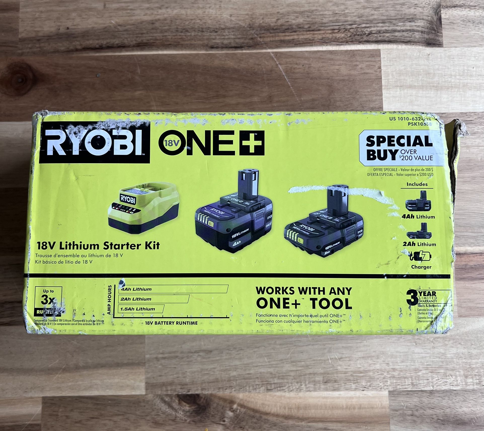RYOBI ONE+ 18V Lithium Ion Starter Kit with Ah Battery, Ah