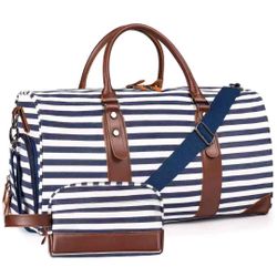 21” Weekender Bags Canvas Leather Duffle Bag