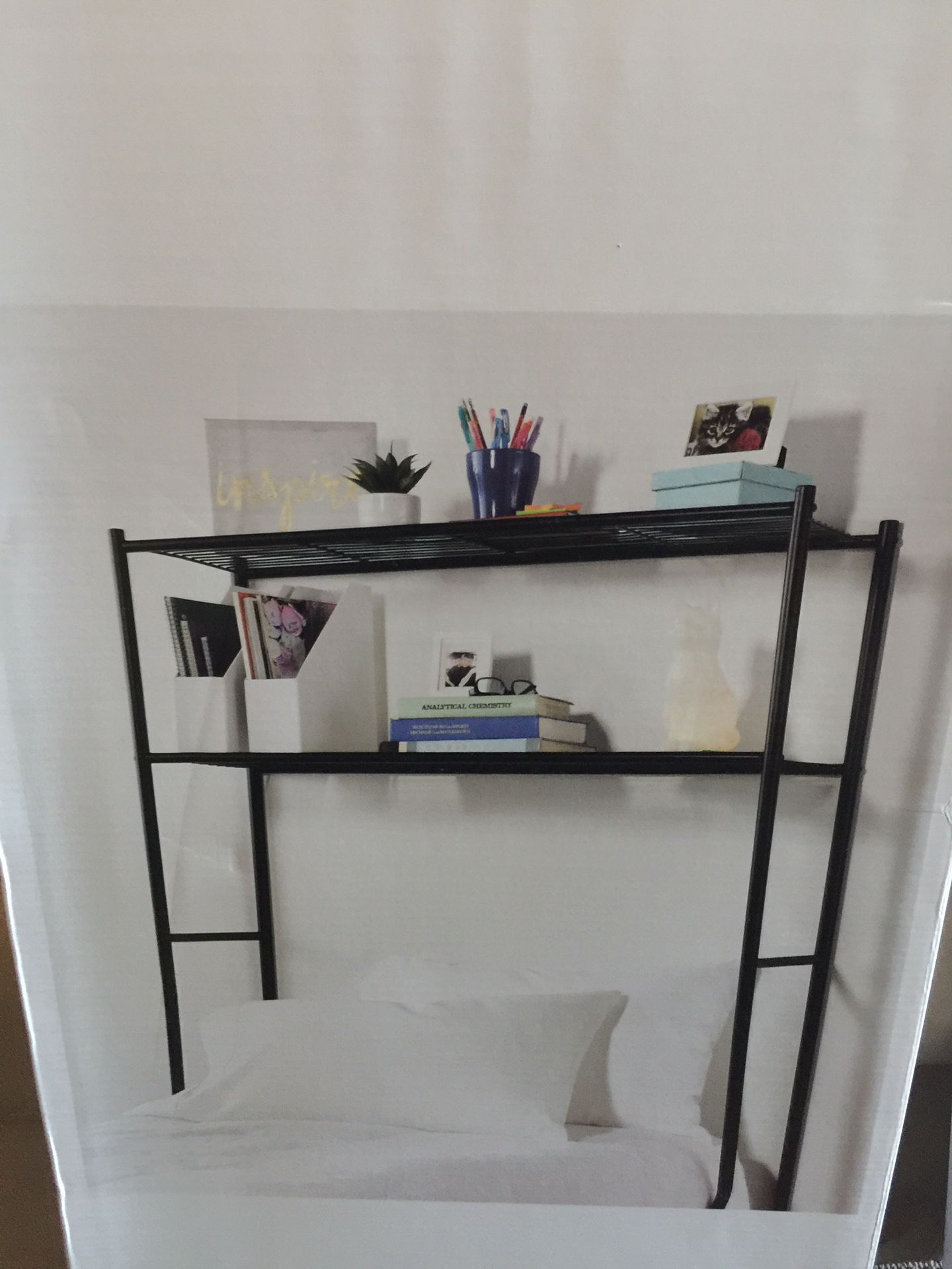 New in box- (2) Twin over-the-bed Storage Shelves-Each