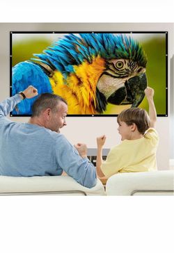 Outdoor movie 🎦 104” x 44” large long White fabric screen for light projection use. White and black framed trim with gramets for hanging lightweight