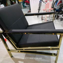 Studio Designs Home Atlas Mid Century Modern Blended Leather Metal Frame Accent Arm Chair