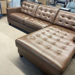 Baskove Auburn Leather RAF Sectional