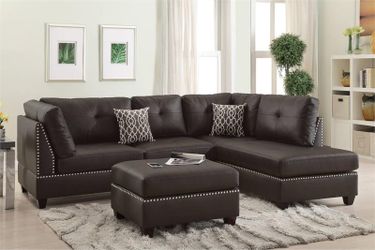 Reversible Sectional Set with Ottoman- Espresso Color