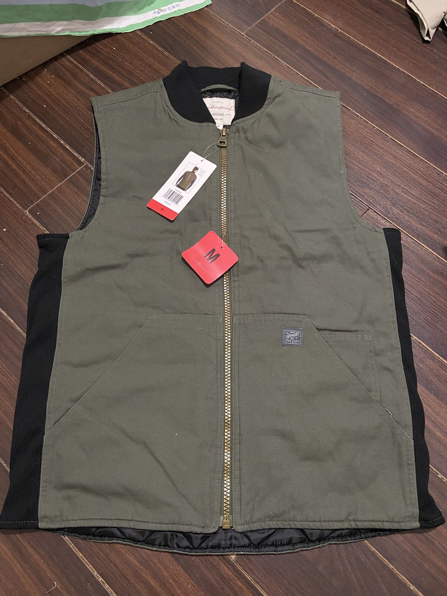 Weatherproof Vintage Men’s Utility Canvas Vest Green Size M NWOT