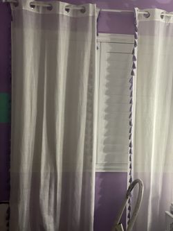 Curtains And Rod Purple And White Grey And White