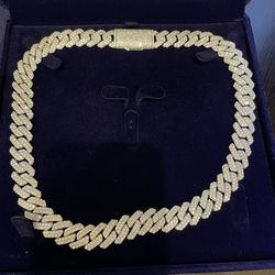 Pass Diamond Tester VVS 15mm Moissanite Diamond Cuban Link Chain Top Quality