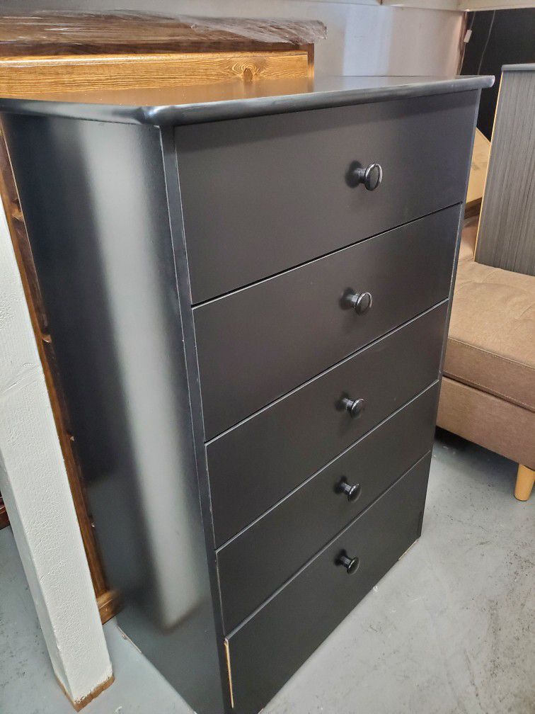 New Black 5 Large Drawer Dresser Chest 