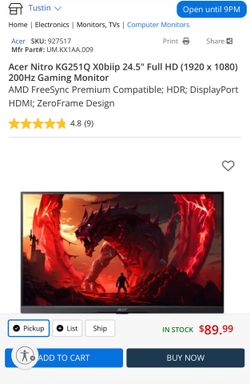 200hz Gaming monitor with Monitor Mount