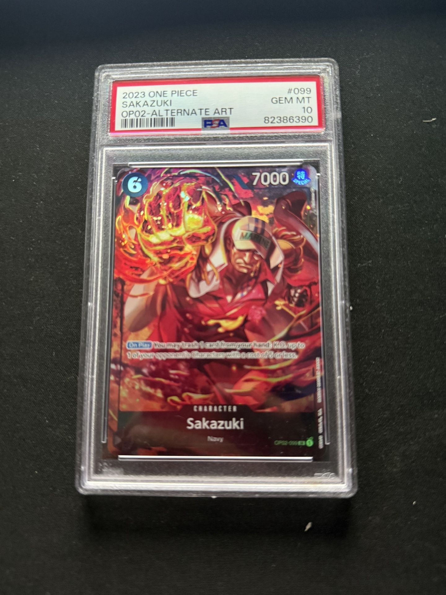 2023 one piece SAKAZUKI OP02 alternate art psa 10