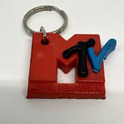 Rare Vintage 1990 MTV Red Rubber Keychain