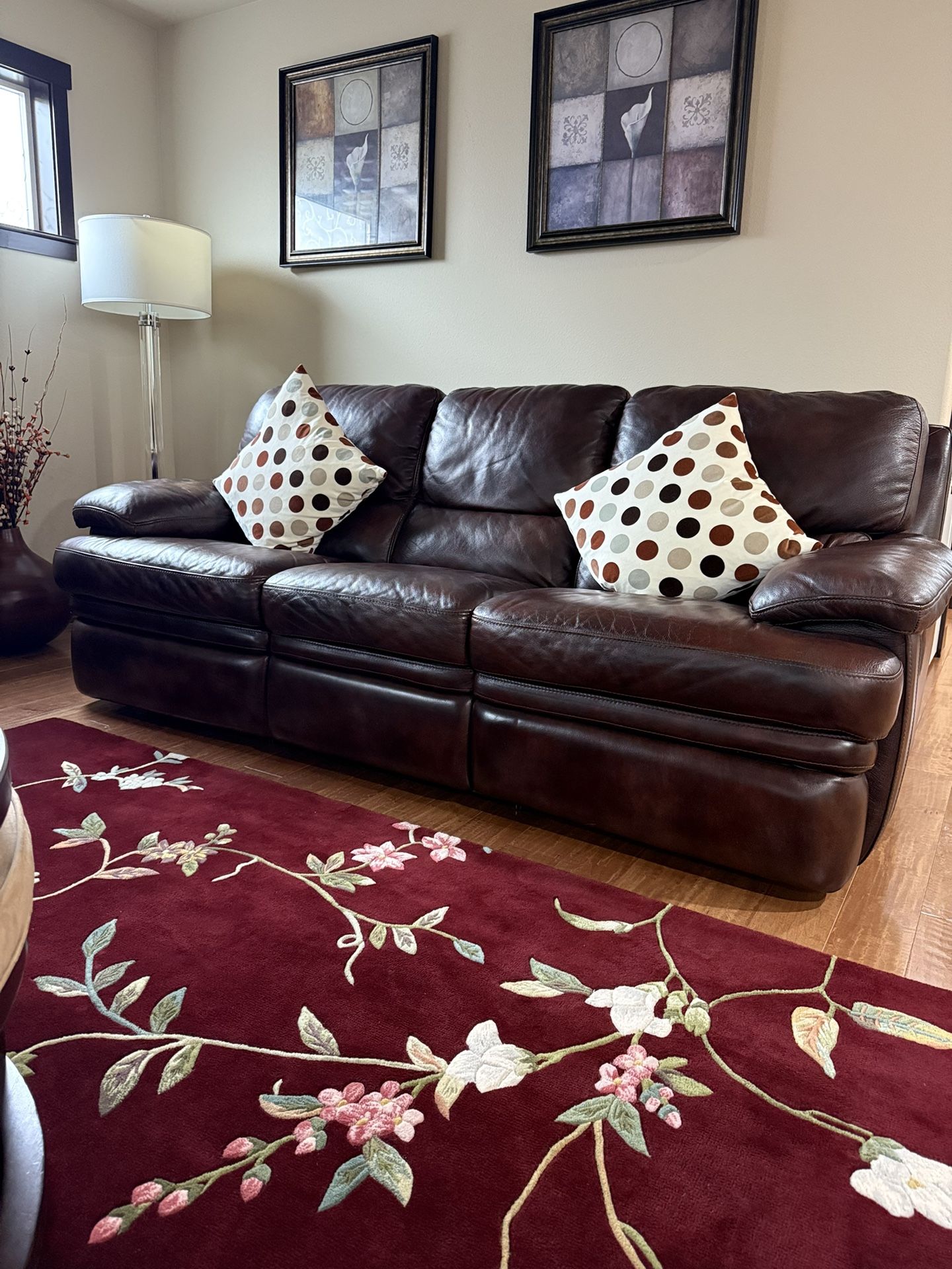 Two Leather Sofas, Recliner, Flexsteel Brand