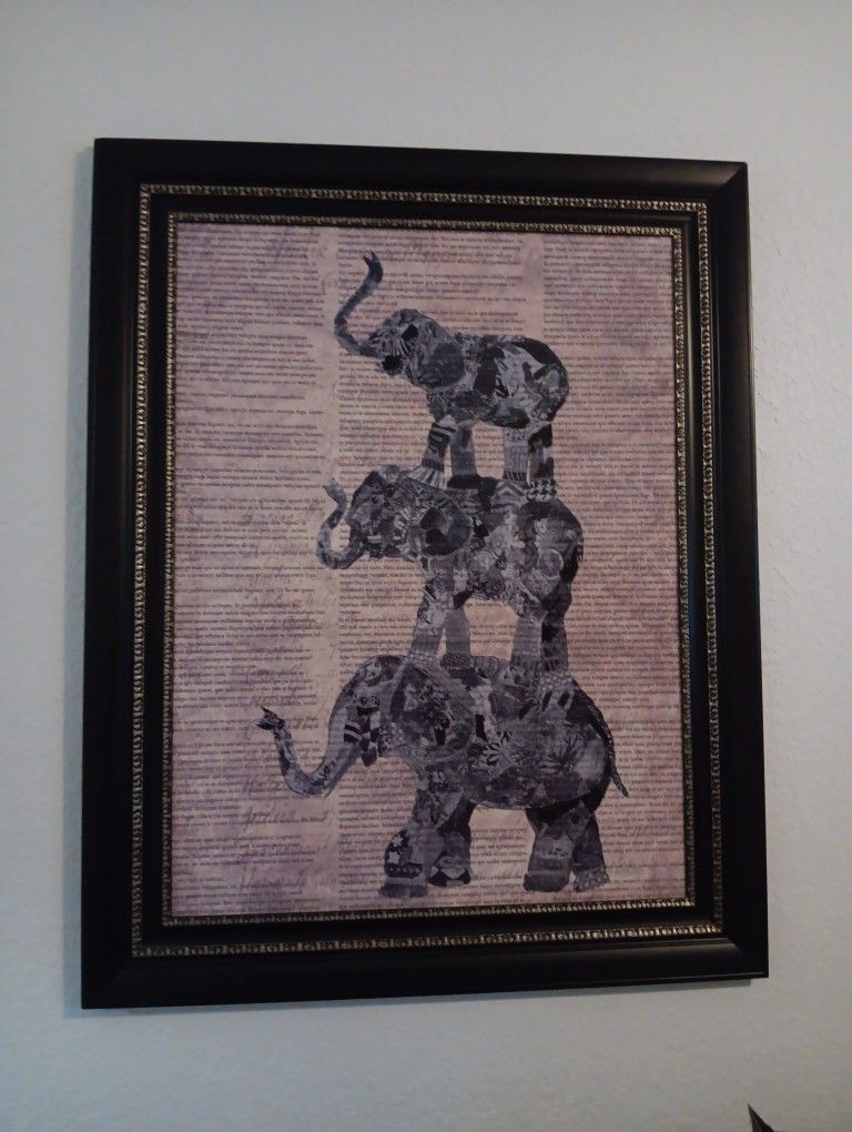 3 Elefants Art Big Wall Picture Frame