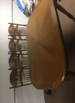 Wood Dinette table with insert w 4 high back chairs