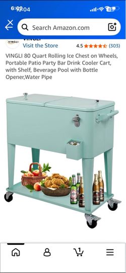 VINGLI 80 Quart Rolling Cooler Cart
