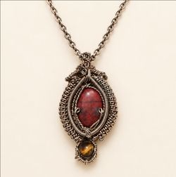 Unique Wire-Wrapped Stone Pendant Necklace