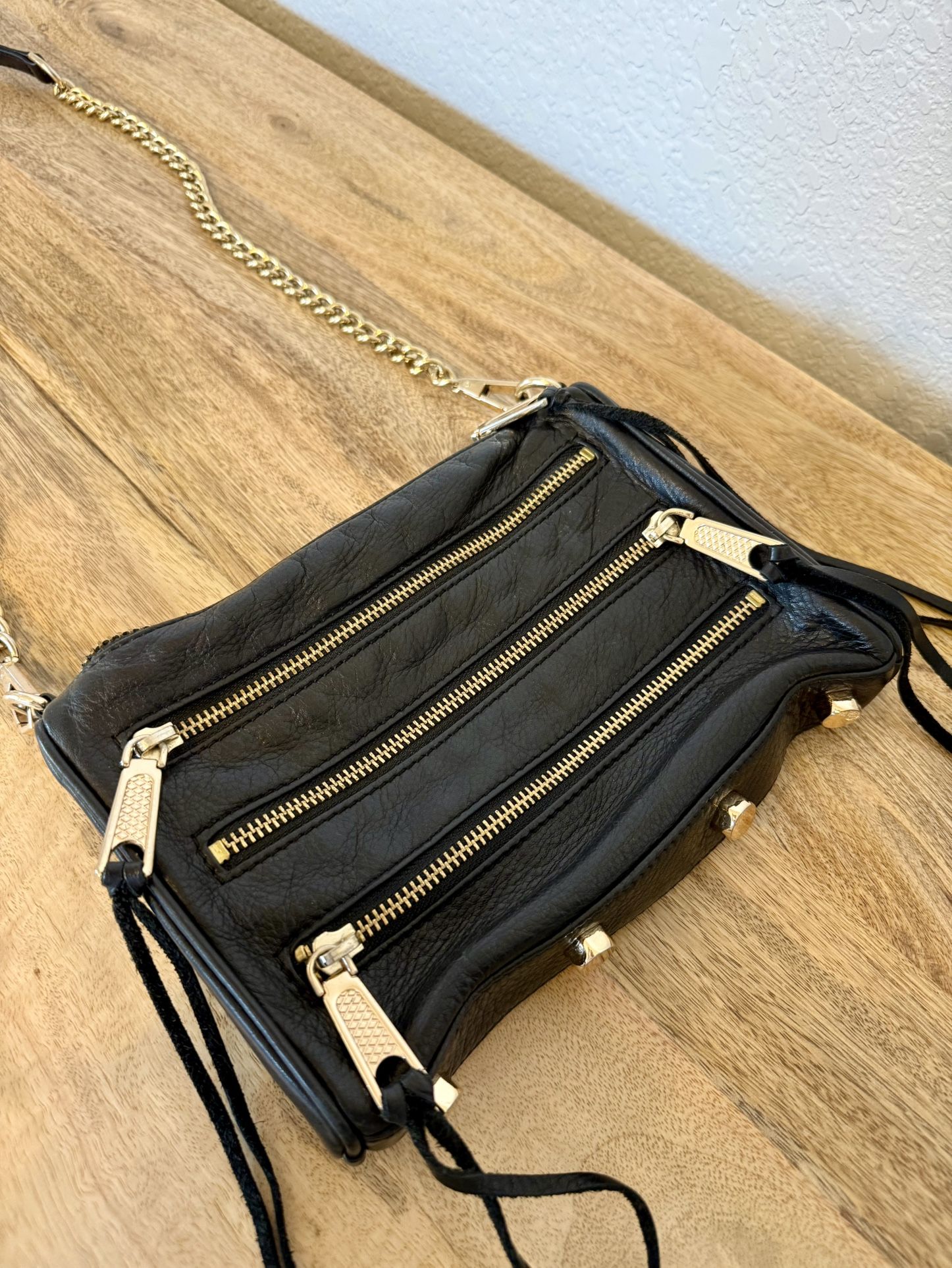 Rebecca Minkoff - Mini Moto 5 Zipper Black Leather