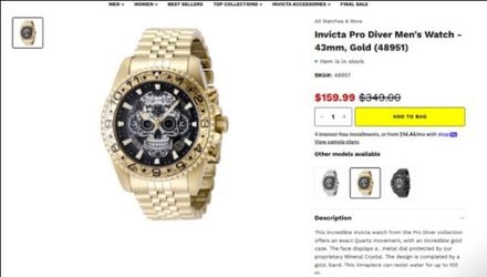 Invicta Pro Diver Dia De Los Muertos Men's Watch - 43mm, Gold (48951