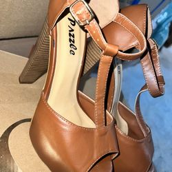 Brown high heels