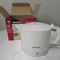 CHEFMATE 32 OZ ELECTRIC HOT POT ADJUSTABLE HEAT CONTROL Easy Grip