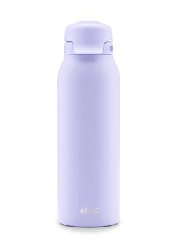 Ello Flip & Fill 32oz Insulated Stainless Steel Water Bottle, Leak-Proof Straw Lid, Lavender