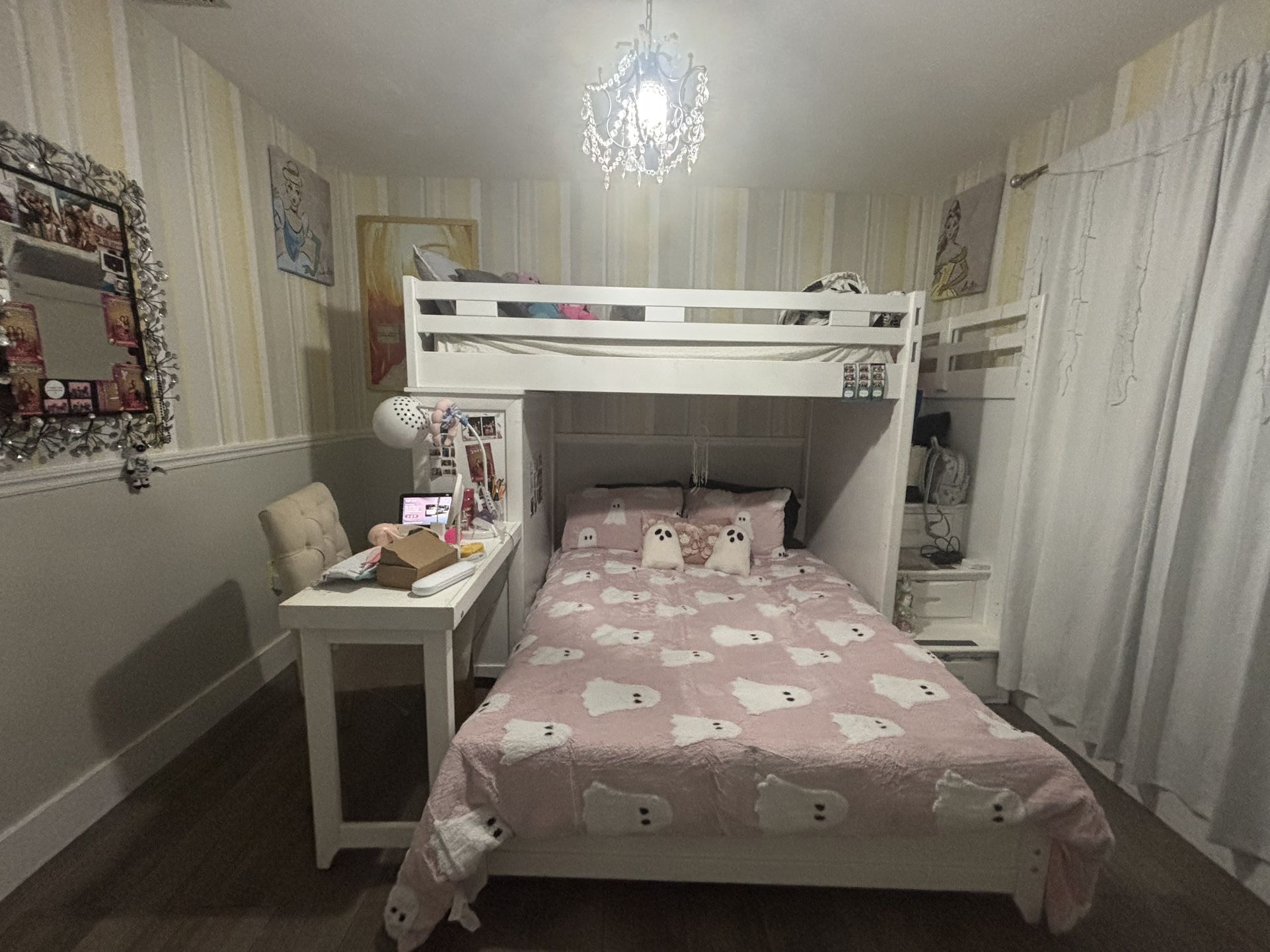 Bunk Bed Full/Twin Loft With Bookcase and Desk