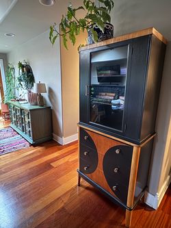 Two-Tone Wood Cabinet with Glass Door