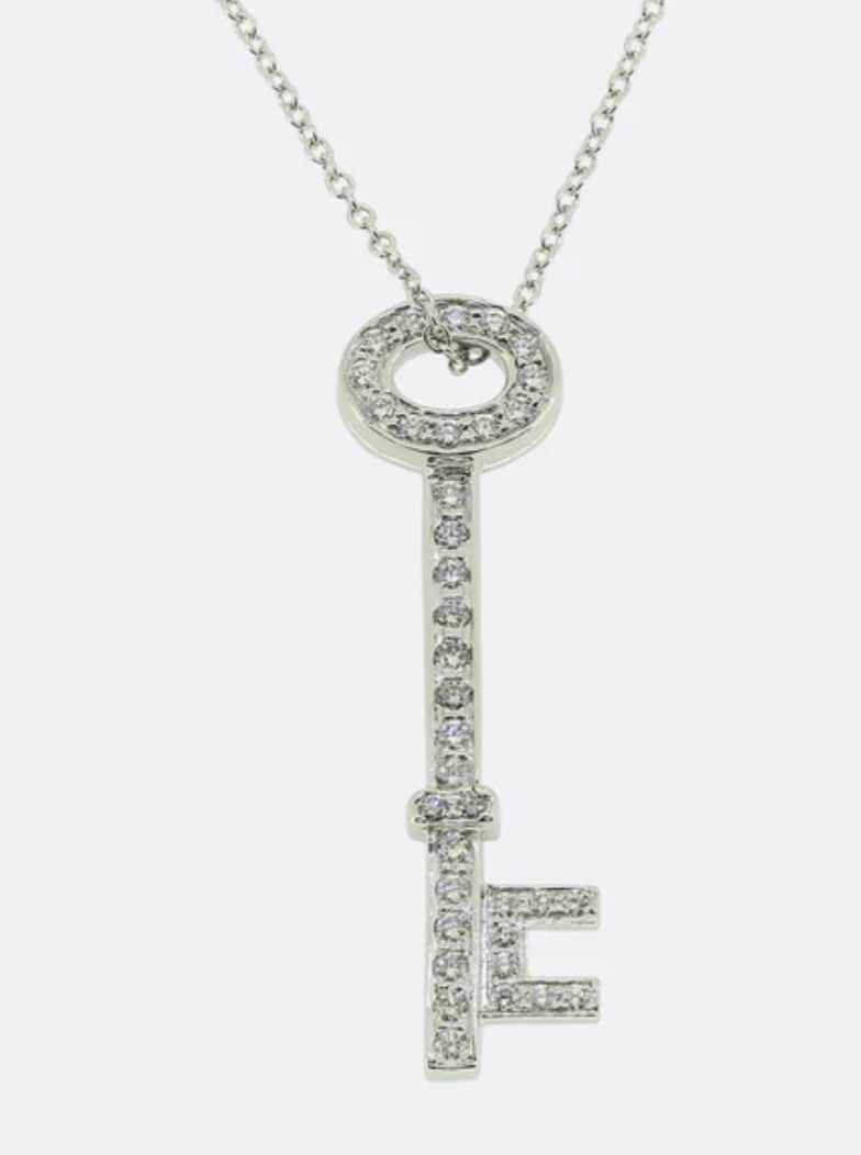 Tiffany & Co. Diamond Key Pendant Necklace