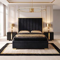 Black Velvet Gold accents fully slated no box spring needed brand new in box firm price Queen $499 King $559