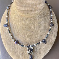 Vintage Sterling Silver Pearl Necklace Genuine Multi-Color Baroque Luminescent