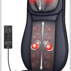Snailax Shiatsu Neck Back Massager with Heat, Full Body Massage Chair Pad with Adjustable Height, Deep Kneading & Rolling Massage Seat Cushion for Bac