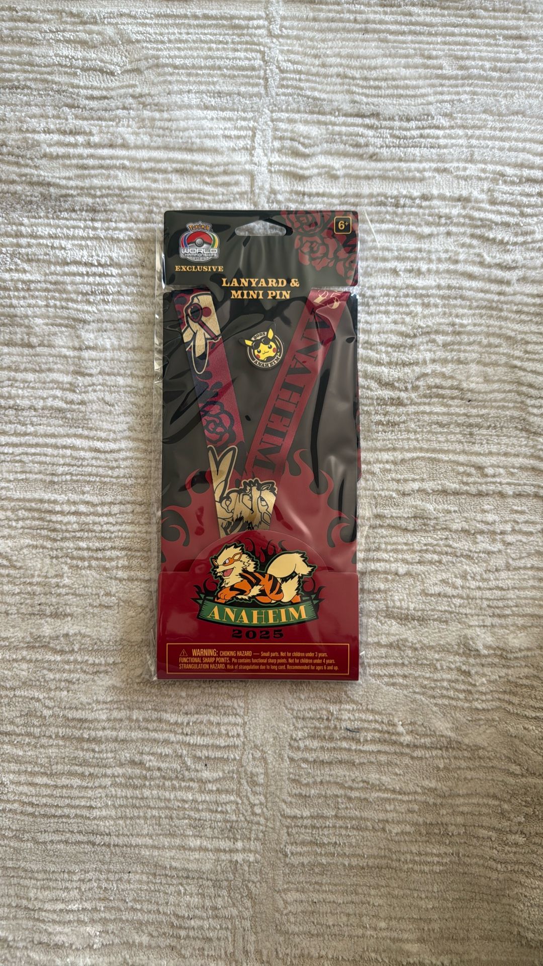 Pokemon World Championship 2025 Exclusive Pikachu Mini Pin & Lanyard Set Rockabilly 