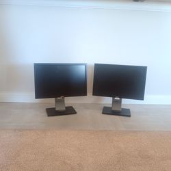 dual monitor 20 inch dell widescreen monitors 20" wide screen computer desktop moniter pc computers desktops pcs