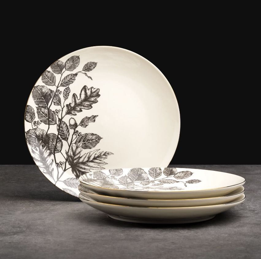 Thyme & Table 4-pack Stoneware Round Plate Set, Harvest