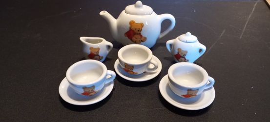 Child's Teddy Bear Themed Miniature Tea Set